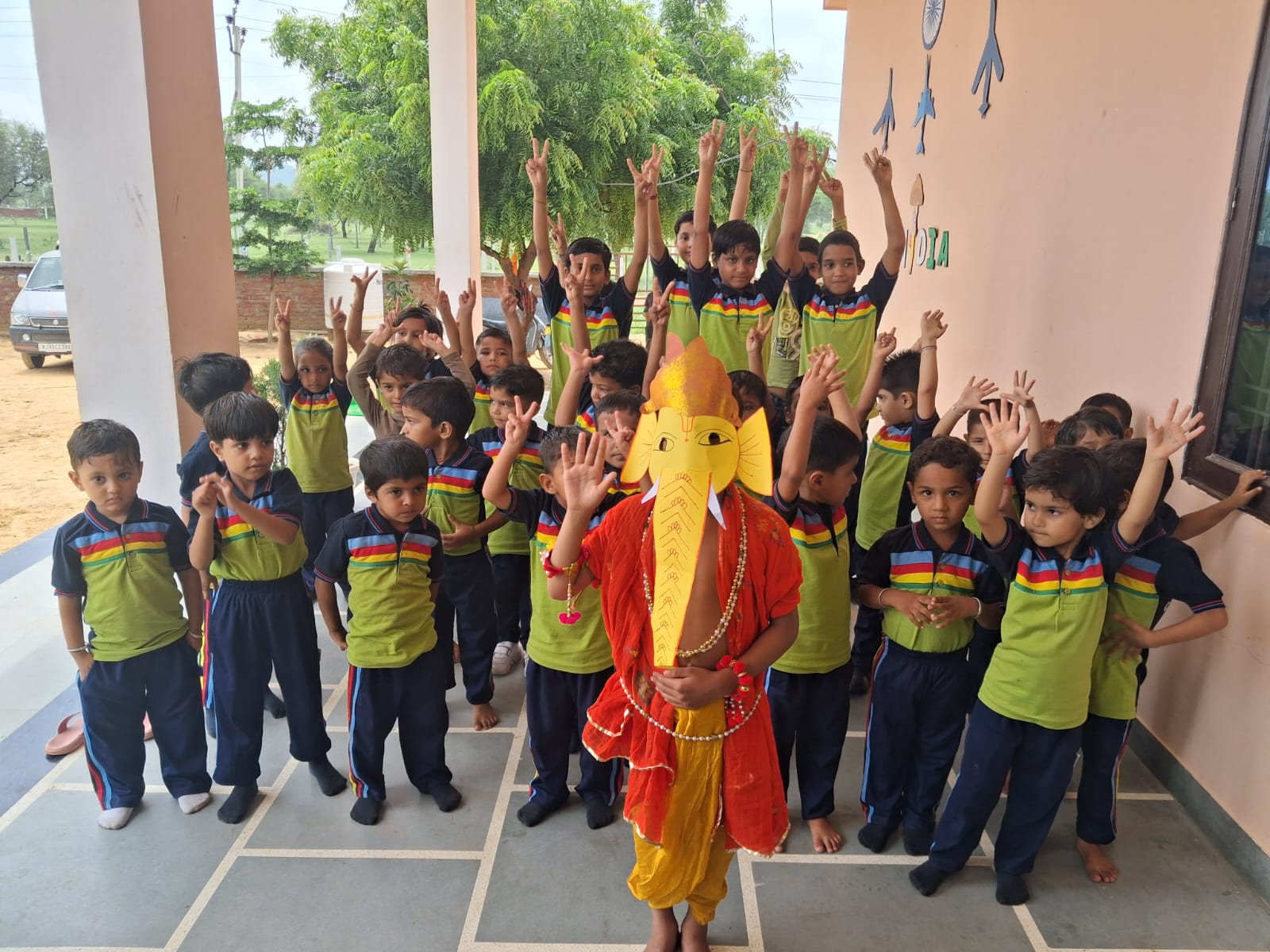 Students in art class