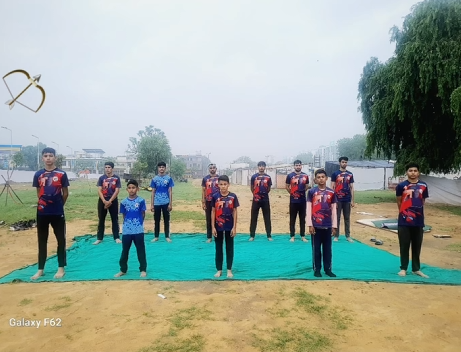 Students in a lively school assembly